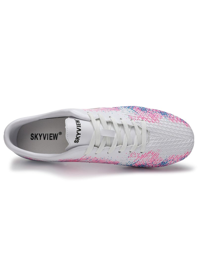 Sky View SKY VIEW Soccer Cleats for Mens Womens Turf Soccer Shoes Indoor Unisex Football Boots AG FG Wide Training Sneaker Outdoor White Pink - Image 5