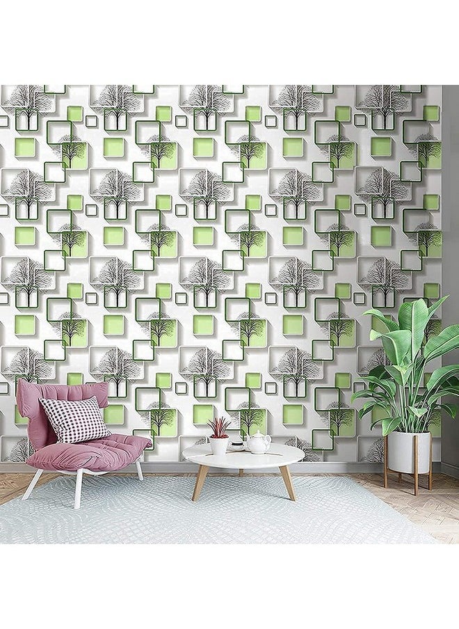 JB Collection - Green Box Tree Self Adhesive Wallpaper For Living Room Bedroom Office Hall Corridor Peel And Stick Vinyl Wallpaper 200 * 45Cm9Sqft - Image 1