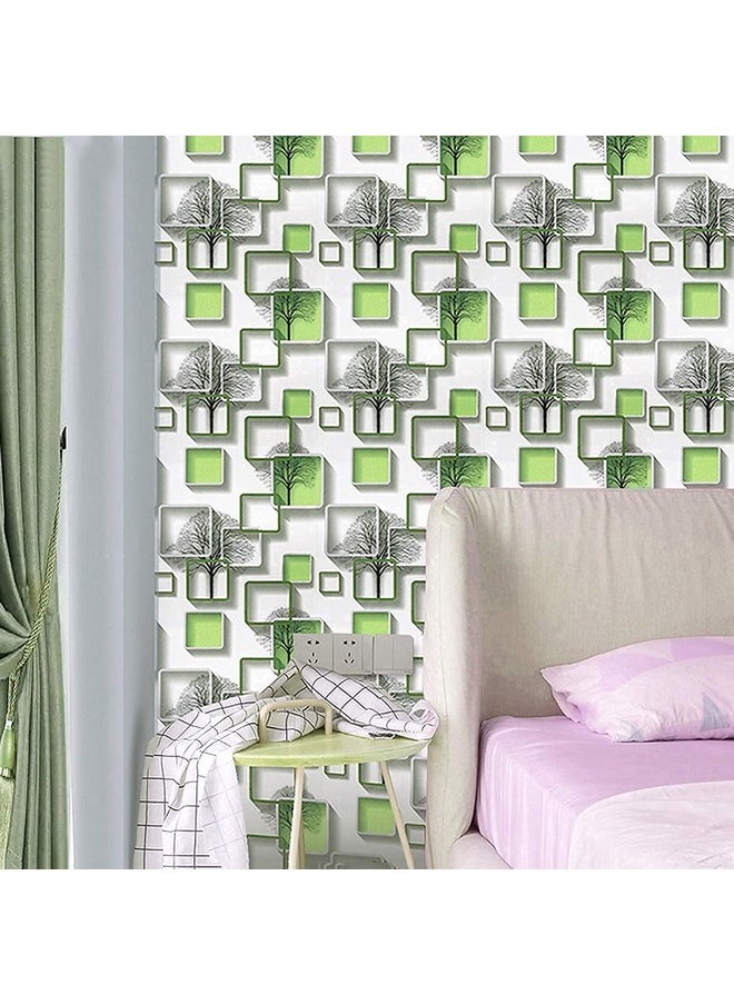JB Collection - Green Box Tree Self Adhesive Wallpaper For Living Room Bedroom Office Hall Corridor Peel And Stick Vinyl Wallpaper 200 * 45Cm9Sqft - Image 1