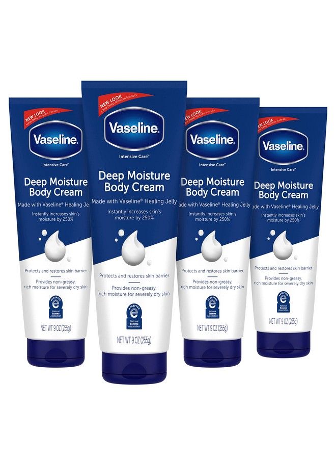 Vaseline Intensive Care Body Cream Deep Moisture 4 Pk With Healing Petroleum Jelly & Vitamin E Rich & Smooth For Dry Skin 9 Oz - Image 1