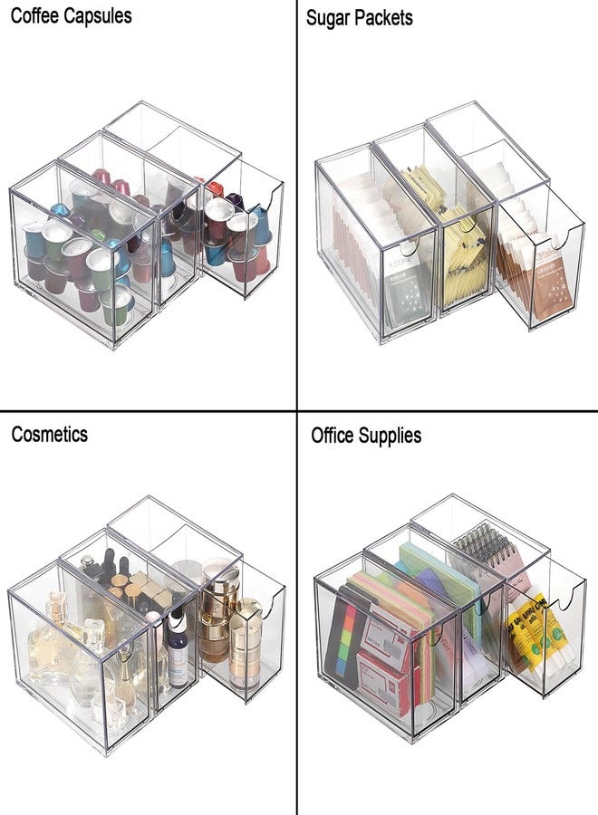 ELLDOO 3 Drawers Tea Bag Organizer, Clear Acrylic Stackable Tea Bag Storage Holder for Kitchen Pantry, Coffee Pod Snack Storage for Countertop Cabinet - Image 3