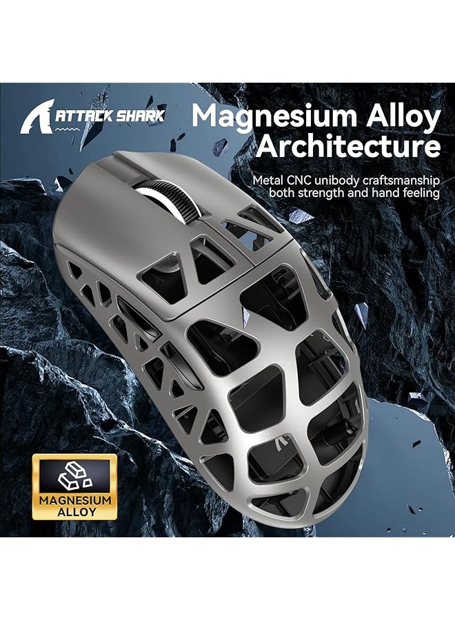 Attack Shark R3 Magnesium Alloy Mouse Wireless 8K Mouse 46G Superlight Mouse Pixart Paw3395 Gaming Sensor Bt/2.4G/Wired Gaming Mouse Adjustable Dpi 26000 Office Mice For Win11/Xbox/Ps - Image 3