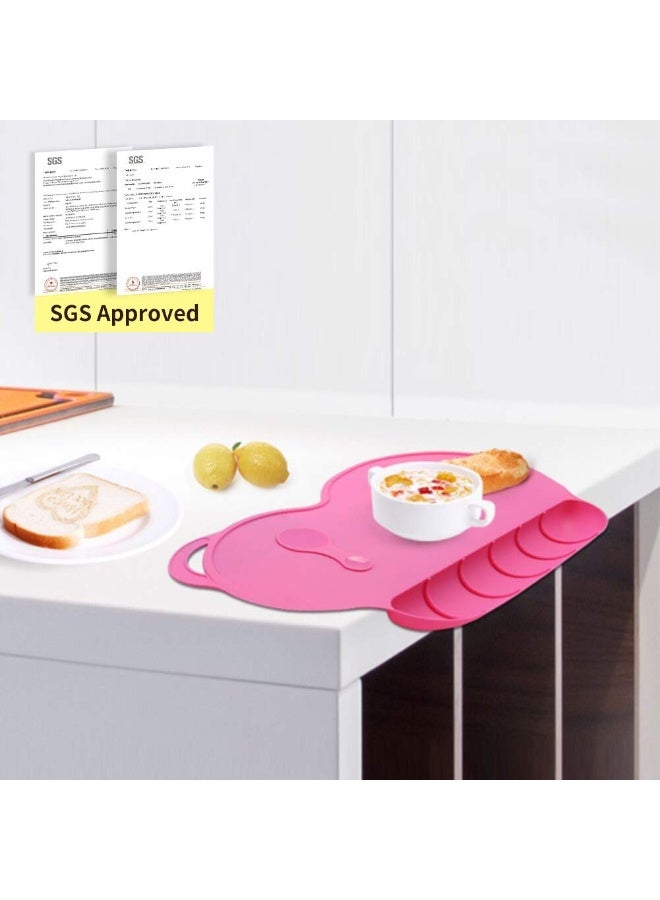 Andyken Food Catching Baby Placemat - Food Grade Silicone Reusable Travel Placemat for Kids Tiny Diner Portable Roll Up Non Slip Washable Restaurant Food Mat for Child Toddler Infant - Image 4