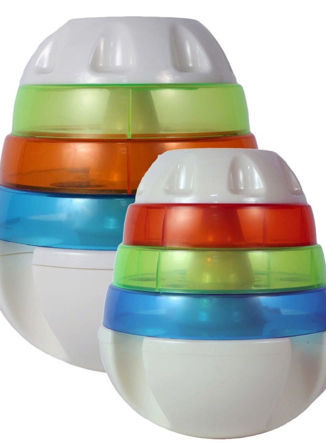 JW Pet Company 43505 Treat Tower Toys for Pets, Small, White/Rings of Blue, Orange, Green