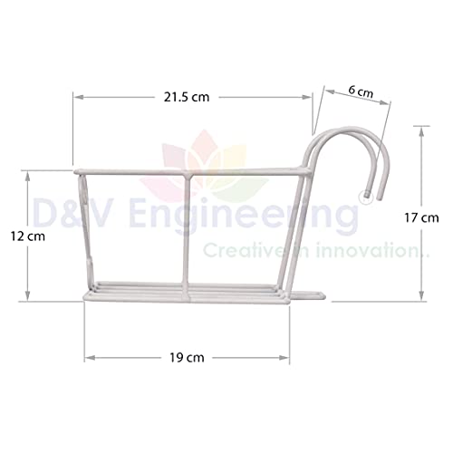 D&V ENGINEERING - Creative in innovation Hanging Flower Pot Holder Railing Potted Plant Stand for Home Balcony Décor - Grey, Set Of 4 - Image 4