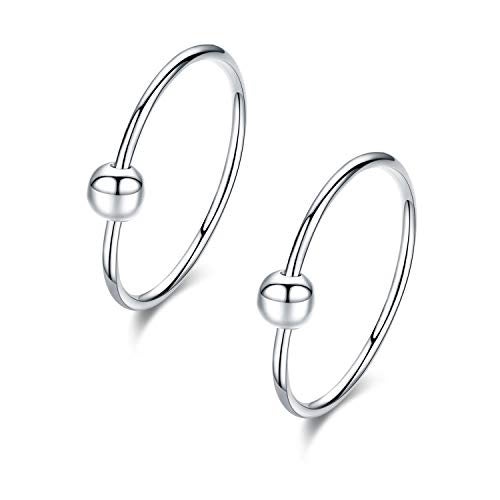 JUSTKIDSTOY Sterling Silver Cartilage Earrings Thin Small Hoop Earring Hypoallergenic Mini Tiny Ear Piercing Endless Ball Bead Nose Sleeper for Women (3 Pairs Silver-10mm) - Image 5