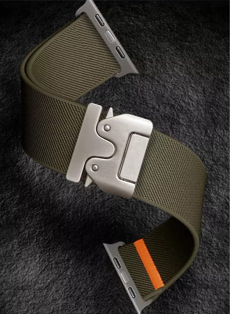 سوار ساعة رياضي متين وقوي متوافق مع ساعة Apple Watch Ultra 1/2 49 مم 46 مم 45 مم 44 مم 42 مم للنساء والرجال، حزام حلقي ناعم من النايلون المرن، أحزمة بإبزيم على شكل مظلة لساعة iWatch SE Series 10 9 8 7 6 5 4 3 2 1 SE - Image 3