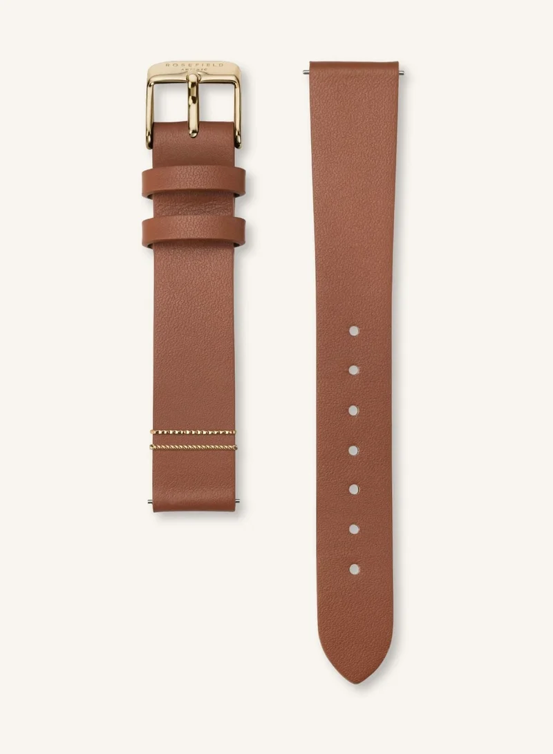 Rosefield  Women's West Village Round Analogue Watch, Black Mother-of-Pearl Dial, Cognac Leather Strap for Women | Best Price UAE