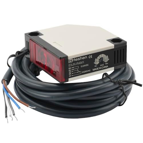 Heschen Photoelectric Sensor Switch, E3JK-R4M1, DC12-24V, Feedback Reflection Type, Detection Distance 4 Meter, with Reflector Panel - Image 1