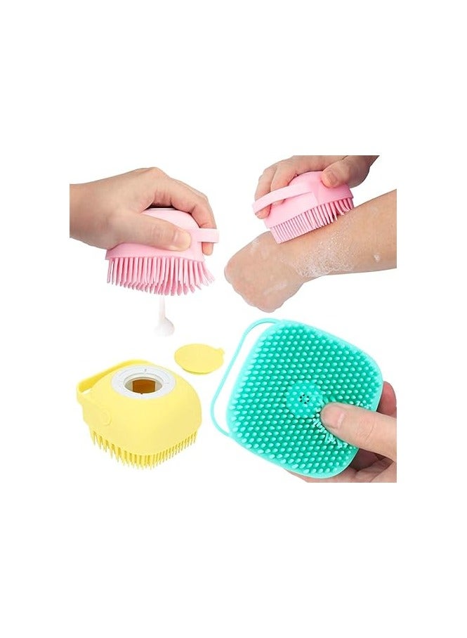 Silicone Massage Brush, Silicone Bath Brush Soap and Body Wash Dispenser, Handy Shampoo Cleansing Exfoliating Brush for Women Men Kids Pet Brush (Yellow) - Image 3