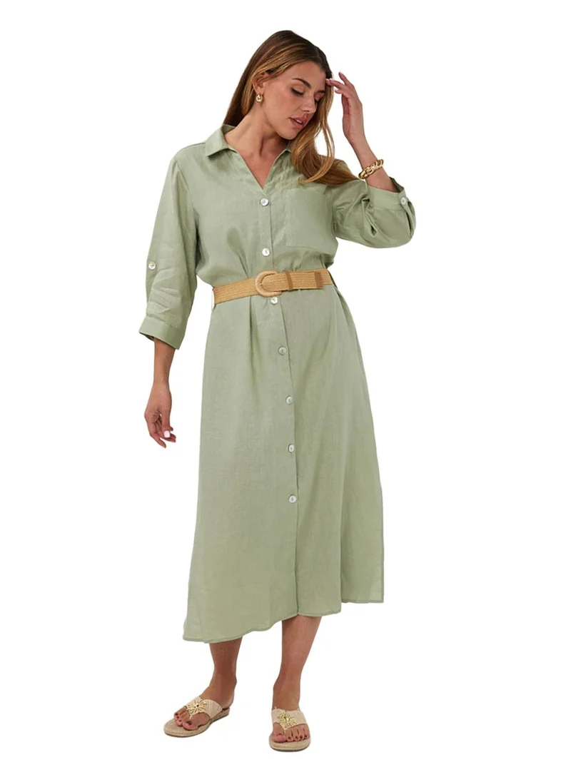EsQualo Esqualo Dress Long Belt Linen
