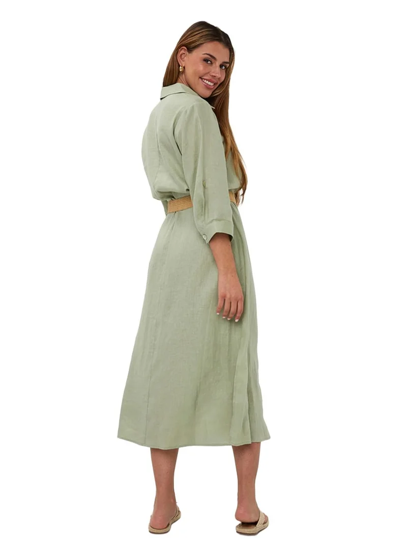 Esqualo Esqualo Dress Long Belt Linen