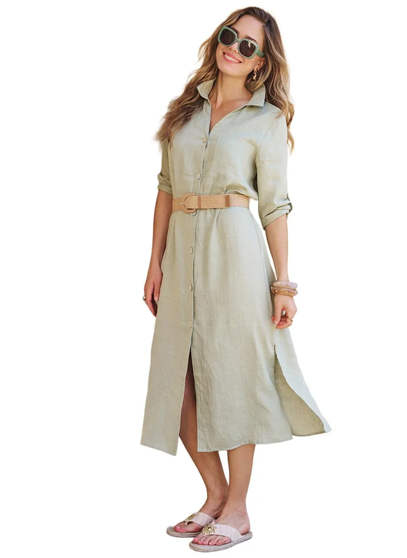 Esqualo  Esqualo Dress Long Belt Linen for Women | Best Price UAE