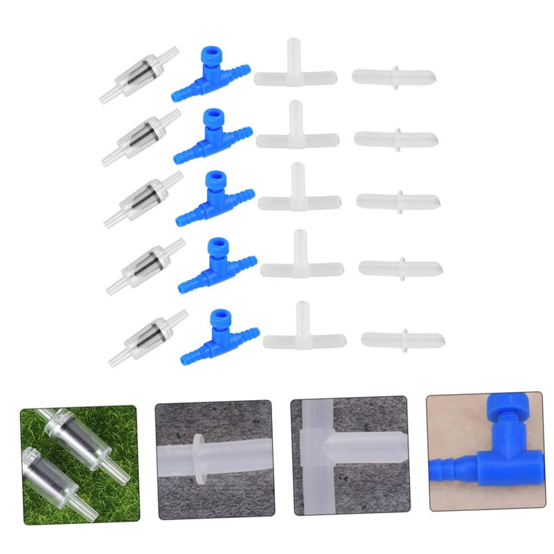 20Pcs Aquarium Air Flow Splitter Control Valve Kit with Check Valves Compact Design - Image 3
