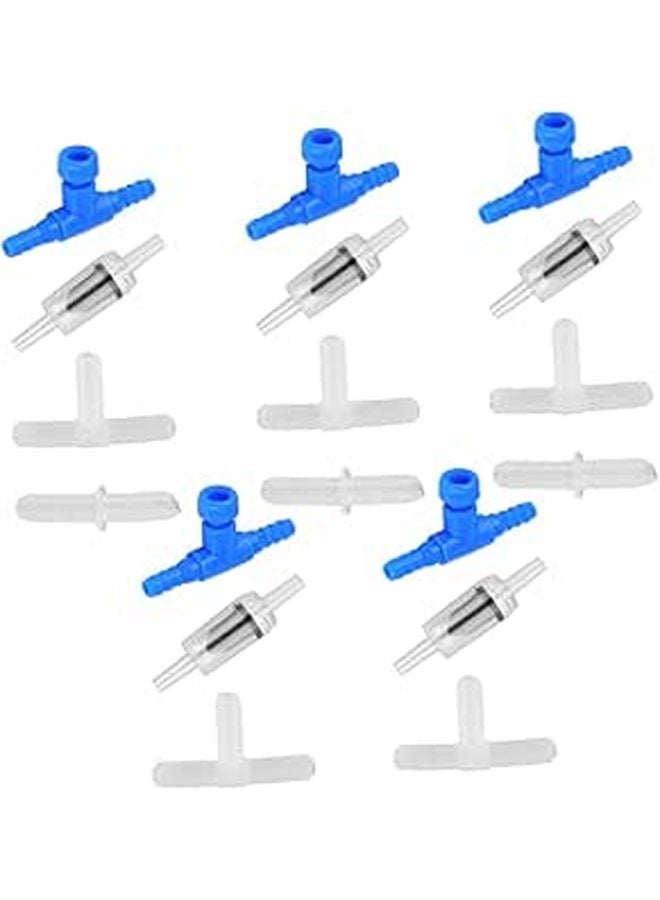 20Pcs Aquarium Air Flow Splitter Control Valve Kit with Check Valves Compact Design - Image 1