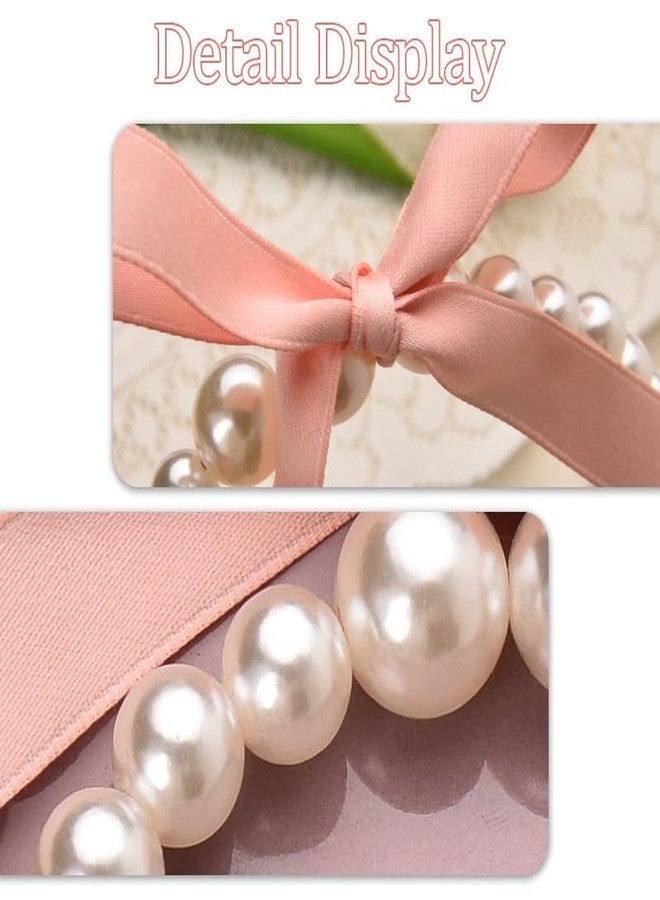 Sisadodo Pearl Bow Headband for Women Girls Cute Pink Ribbon Headbands for Girls Pearls Hair Bows Hoop for Teen Girl Bow Headbands Headpiece for Women Fashion Hair Accessories for Women Bowknot Hair Head Band - Image 5