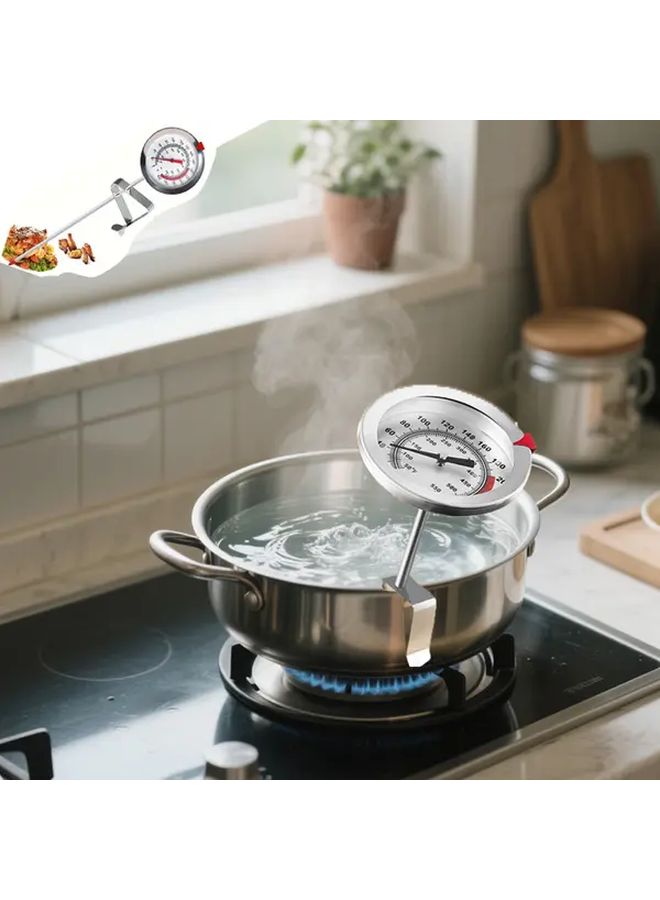 1pc Stainless Steel Handheld Coffee Thermometer Pointer Probe 15.7 Inch Dual Scale Fahrenheit Celsius Accurate Milk Foam Pot Clip No Battery Needed Durable Easy To Use For Home Office Coffee Shop Kitchen Gadget High Precision Measurement Metallic Finish - Image 3