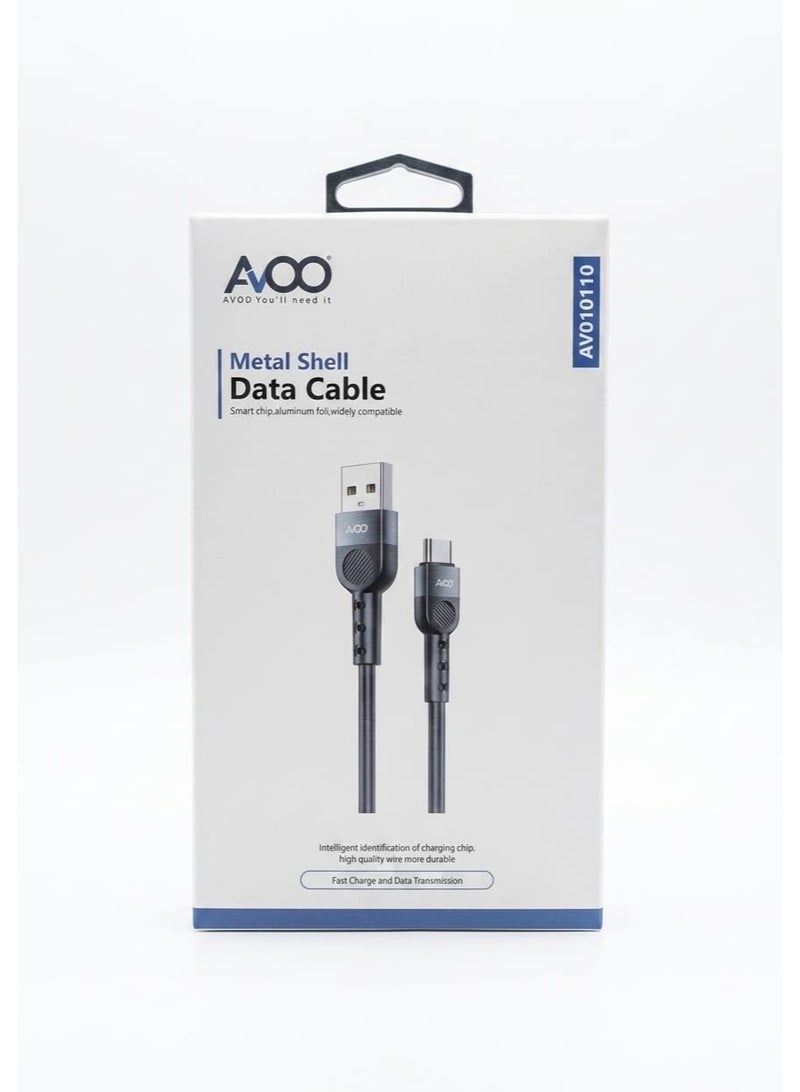 AVOO Metal Shell USB-A High-Speed Fast Charging OTG Data Cable (Black) – Smart Chip, Durable Wire for USB and Mobile Devices - Image 1