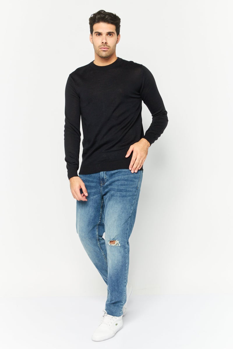 Sorbino سويت شيرت رجالي بياقة دائرية سادة، أسود - Image 2