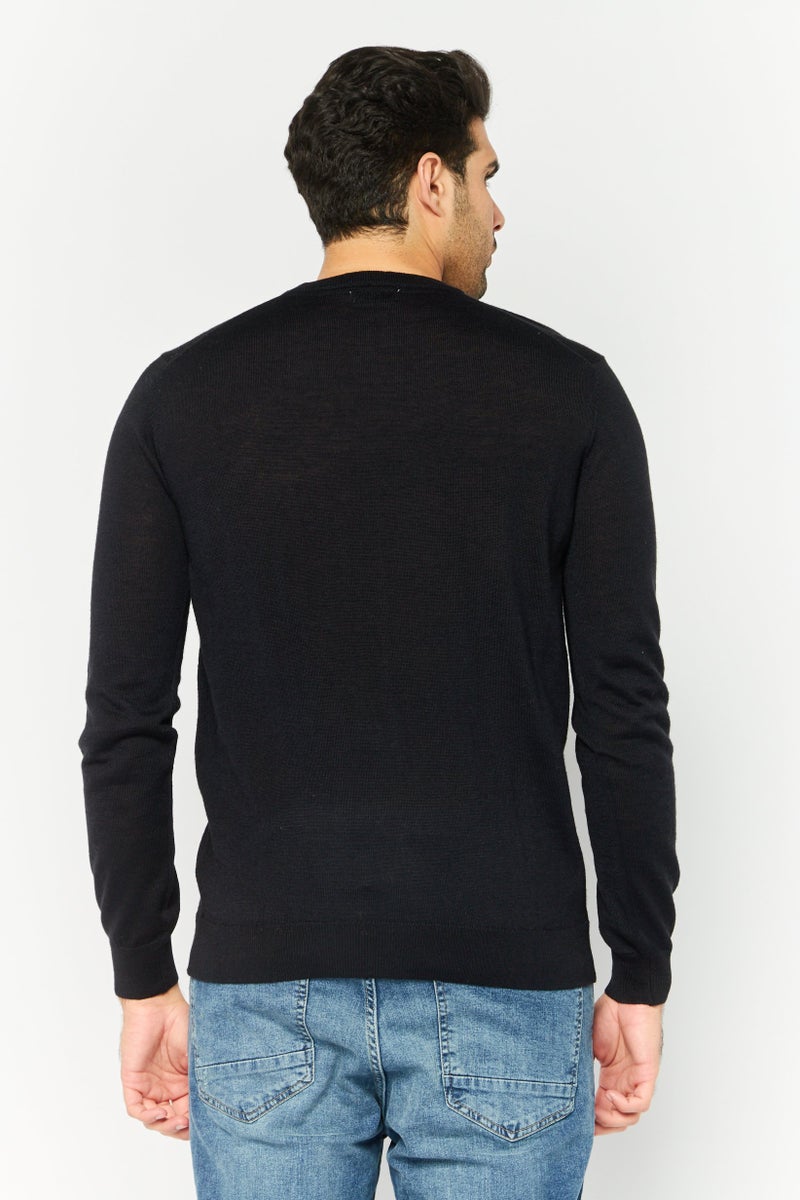 Sorbino سويت شيرت رجالي بياقة دائرية سادة، أسود - Image 4