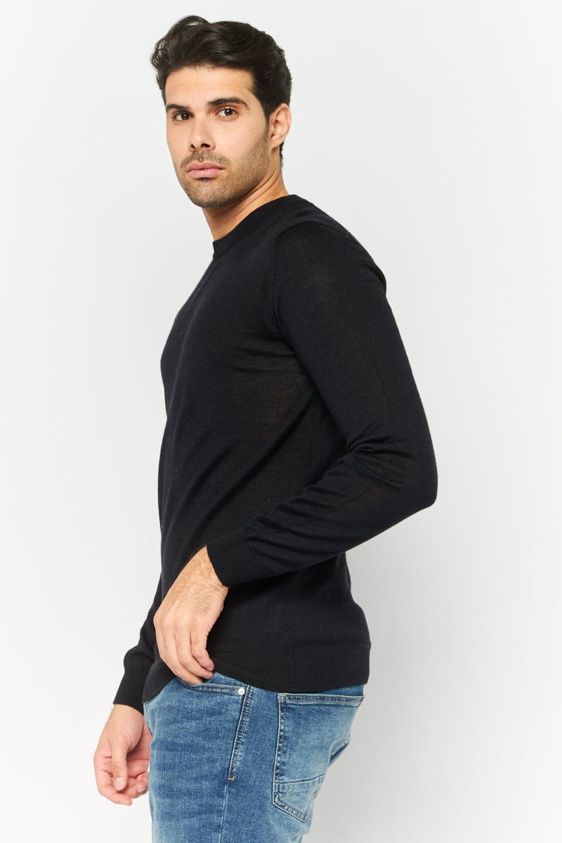 Sorbino سويت شيرت رجالي بياقة دائرية سادة، أسود - Image 3