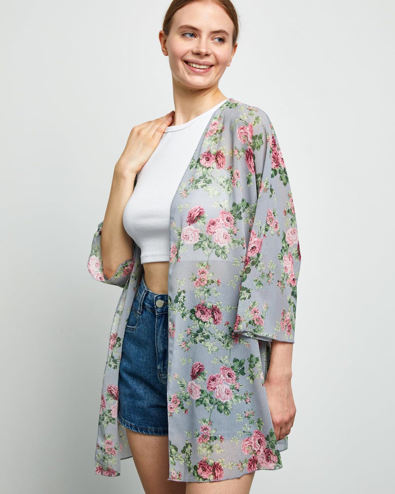 Argstar Women's Kimono Cardigans Casual Summer Tops Cover up Open Front Floral Print Resort Wear/Beachwear - Image 4