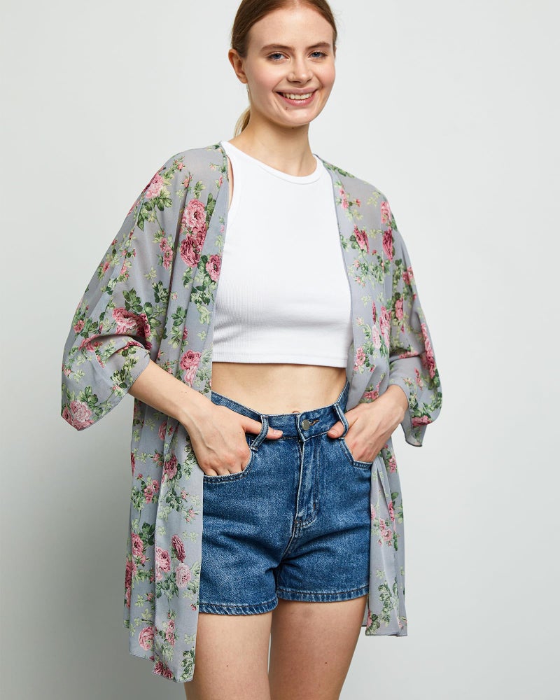 Argstar Women's Kimono Cardigans Casual Summer Tops Cover up Open Front Floral Print Resort Wear/Beachwear - Image 2