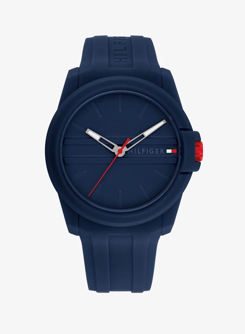 Mens Analog Quartz Watch With Navy Blue Silicone Bracelet - 1710595