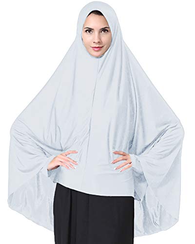 Ababalaya Women's Elegant Modest Muslim Islamic Ramadan Soft Lightweight Jersey Hijab Long Scarf,White,L - Image 3