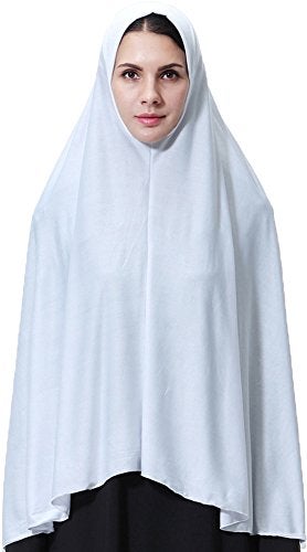 Ababalaya Women's Elegant Modest Muslim Islamic Ramadan Soft Lightweight Jersey Hijab Long Scarf,White,L - Image 5