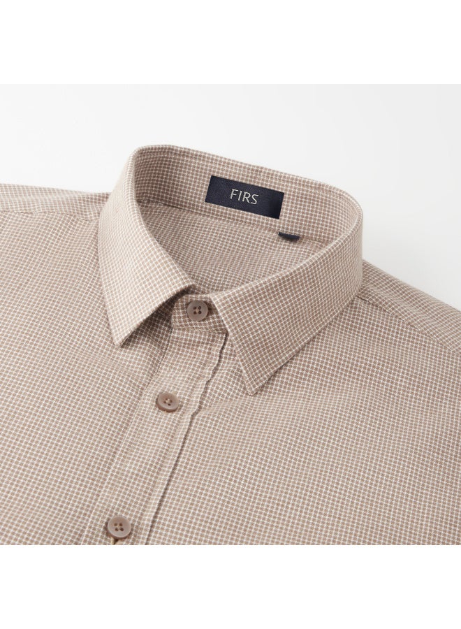 Firs Men's Autumn Winter Long Sleeve Brushed Plaid Shirt With 90% Goose Down Warmth Business Casual Commuter Top - Image 1