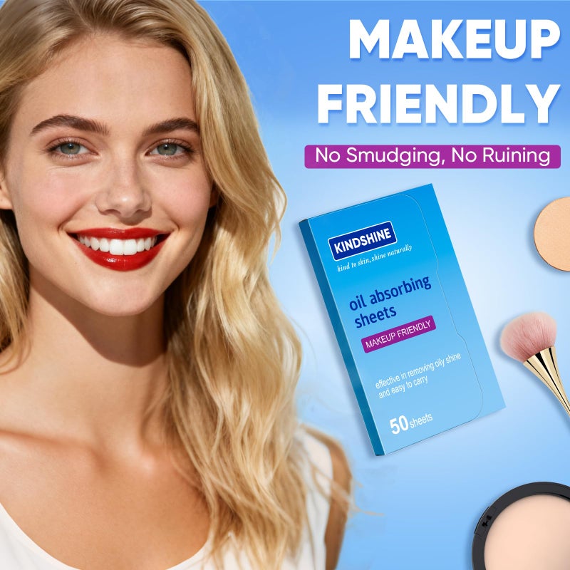 kindshine KINESHINE 100P High-Performance Oil Absorbing Sheets for Face - Makeup Friendly Blotting Papers for Oily Skin - Oil Blotting Sheets for Face, Portable Oil Wipes - Image 5