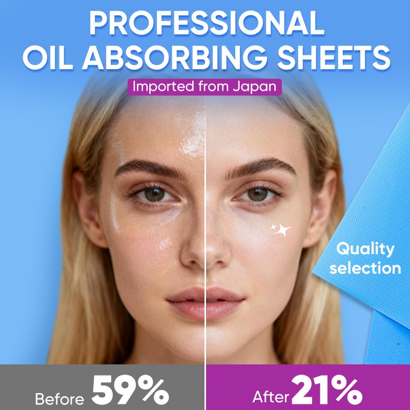 kindshine KINESHINE 100P High-Performance Oil Absorbing Sheets for Face - Makeup Friendly Blotting Papers for Oily Skin - Oil Blotting Sheets for Face, Portable Oil Wipes - Image 2