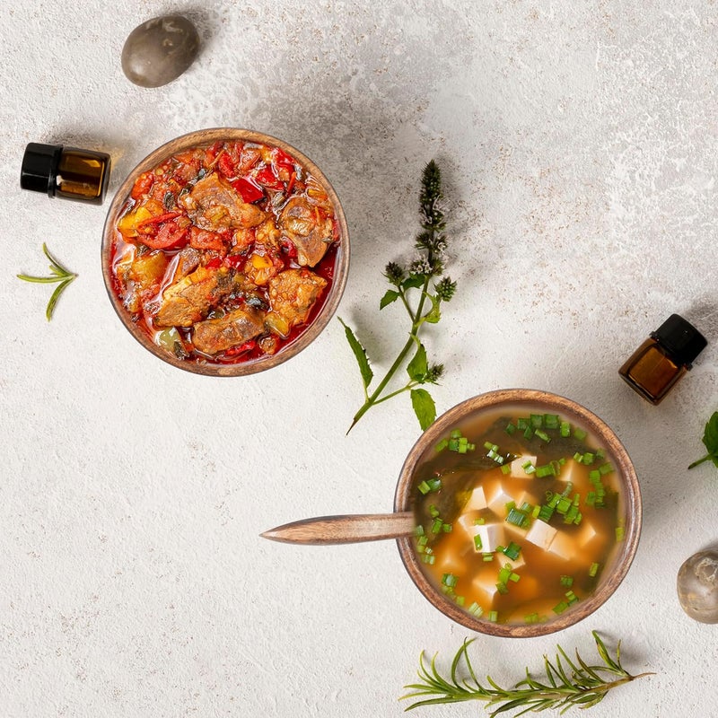 Crocon Small Wood Bowl Wooden Bowls With Spoon Set of 4 Rice Soup Dip Salad Salt  Condiments Handmade Wooden Kitchen Mini Serving Cups Bowls Tableware Side Dish Set 45 Inch Bowl - Image 4