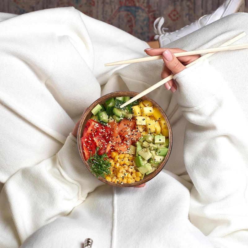 Crocon Small Wood Bowl Wooden Bowls With Spoon Set of 4 Rice Soup Dip Salad Salt  Condiments Handmade Wooden Kitchen Mini Serving Cups Bowls Tableware Side Dish Set 45 Inch Bowl - Image 5