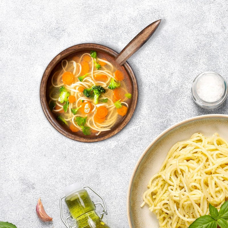 Crocon Small Wood Bowl Wooden Bowls With Spoon Set of 4 Rice Soup Dip Salad Salt  Condiments Handmade Wooden Kitchen Mini Serving Cups Bowls Tableware Side Dish Set 45 Inch Bowl - Image 3