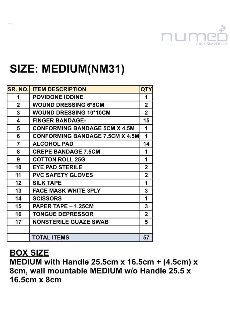 numed صندوق الإسعافات الأولية متوسط مع الأدوية - Image 3