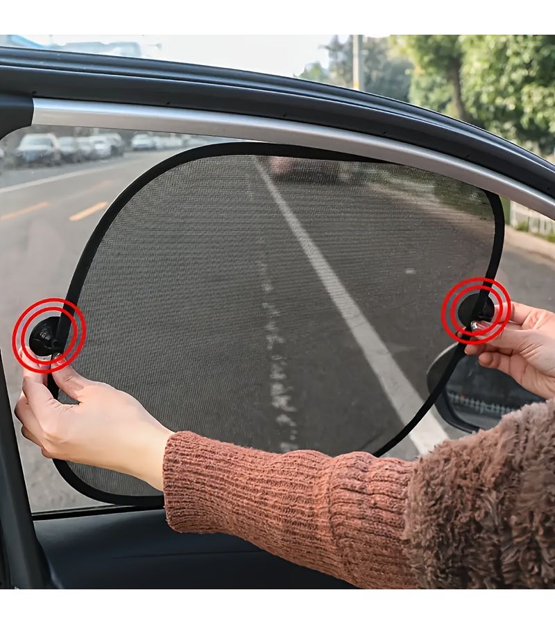 2 Pack Car Side Window Sunshade Mesh Visor With Suction Cups For UV Protection - Image 3