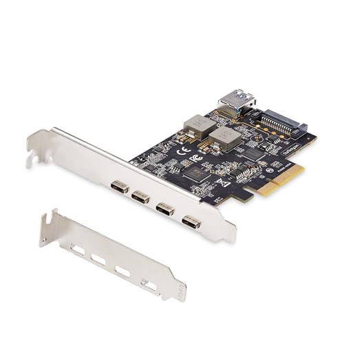 Startech.com StarTechcom 5Port USB PCIe Card USB 32 10Gbps PCI Express Card with 4X USBC Ports 1x USBA Internal Port - Image 1