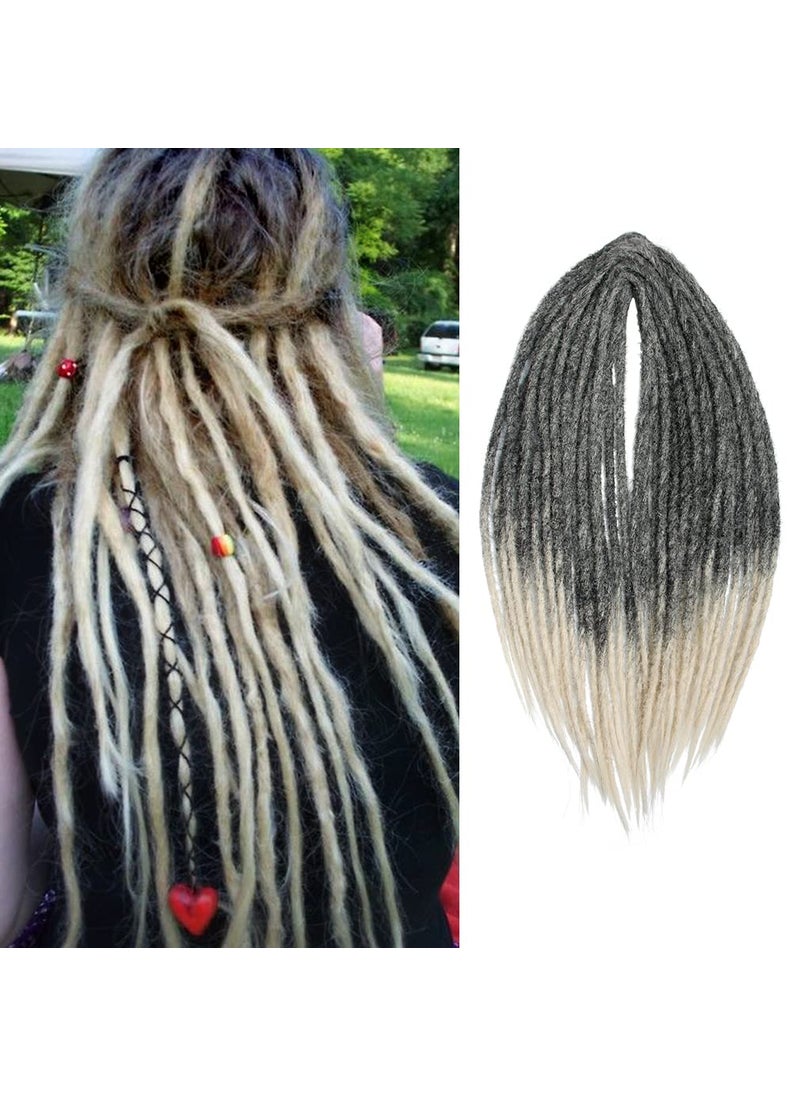Aosome - 20 Double Ended Dreadlock Extensions 15 Strands 1BBlonde DE Soft Synthetic Handmade Braid Dread Extensions - Image 1