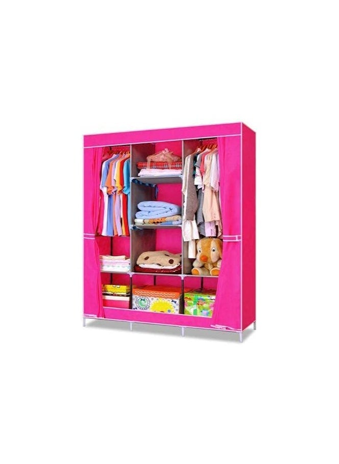 Spaceshoop Storage Wardrobe  3 Door  Large Portable Wardrobe Fuchia  - Image 3