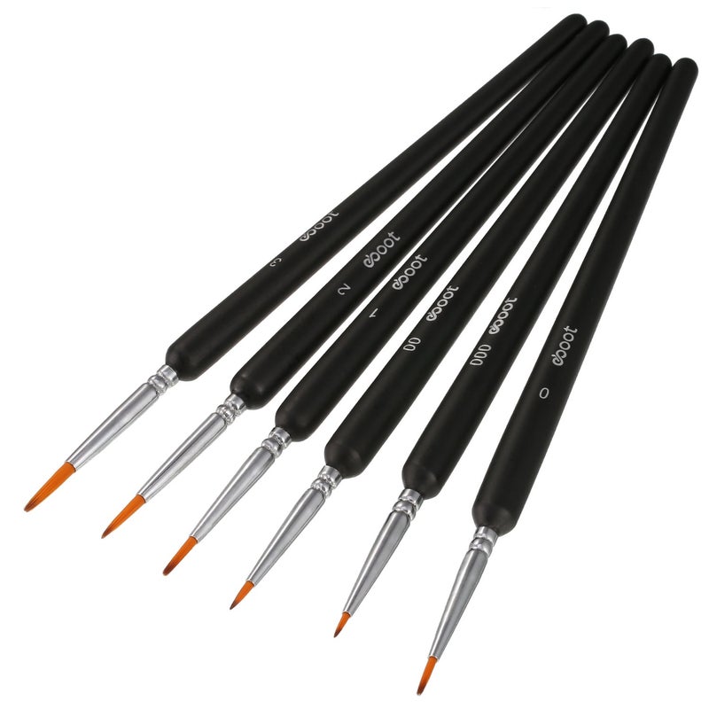 eBoot 6 Pieces Detail Paint Brush Set Miniature Brushes for Watercolor and Acrylic Painting (Black) - Image 1