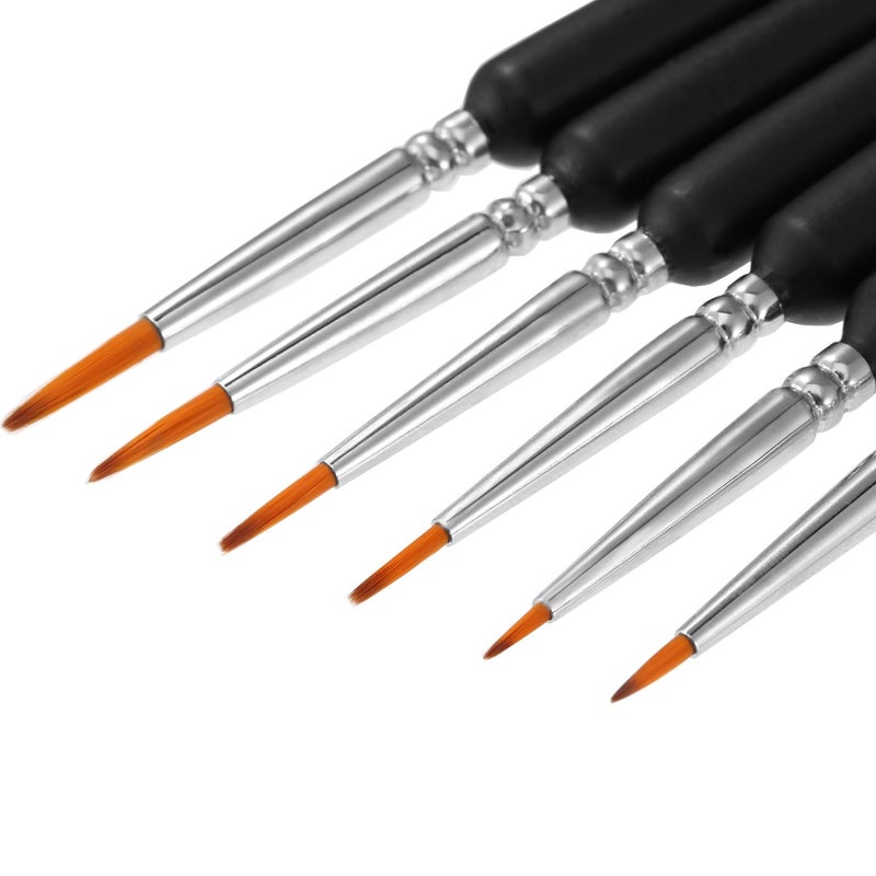 eBoot 6 Pieces Detail Paint Brush Set Miniature Brushes for Watercolor and Acrylic Painting (Black) - Image 3