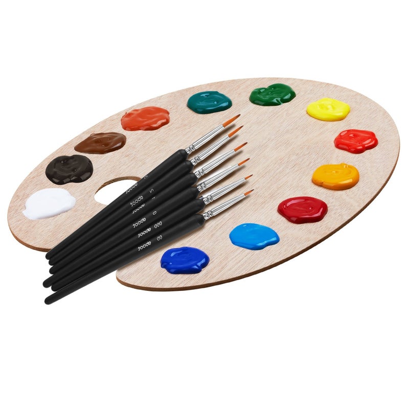 eBoot 6 Pieces Detail Paint Brush Set Miniature Brushes for Watercolor and Acrylic Painting (Black) - Image 5