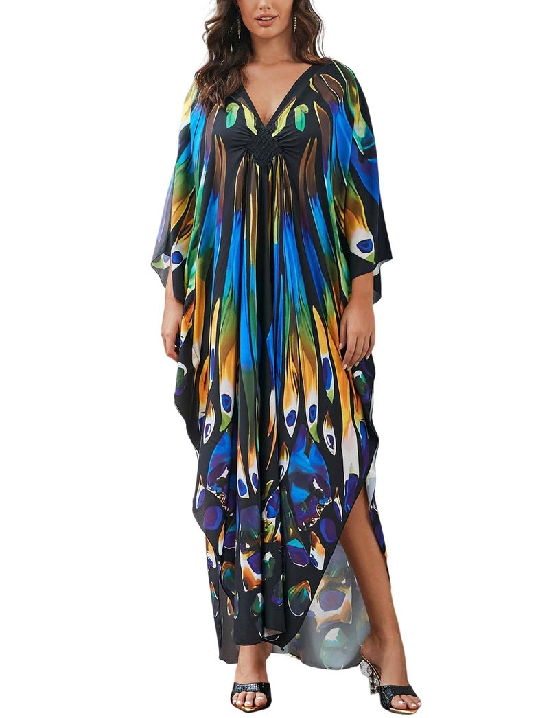 KECVOT Kaftan Dresses for Women Plus Size Batwing Sleeve Caftans Long Bathing Suit Cover Up Maxi Beach Dress Loungewear - Image 1
