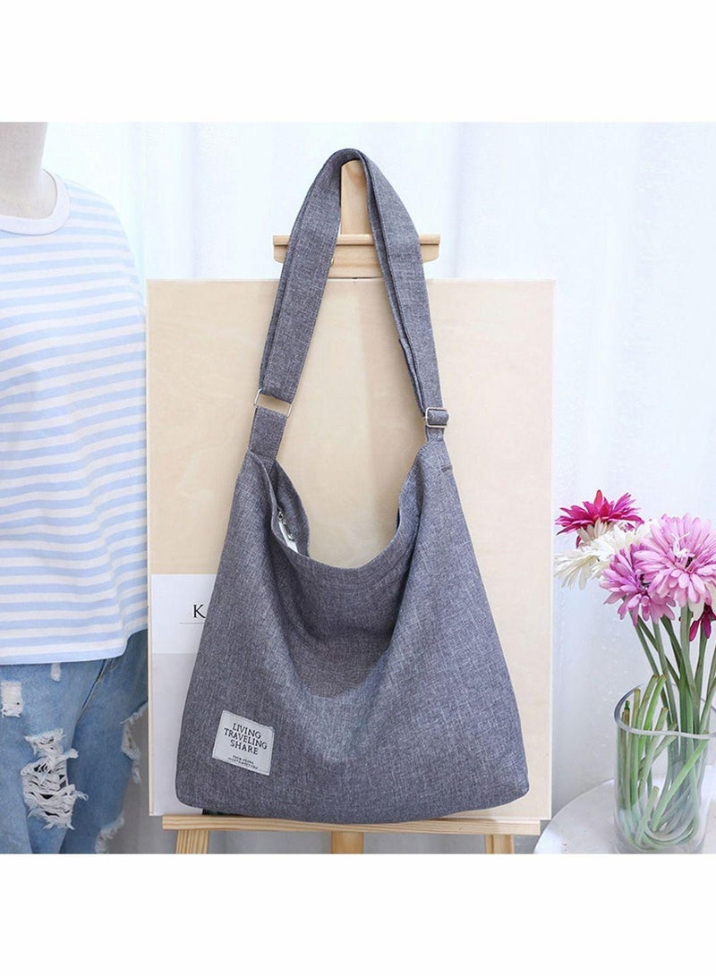 Women's Hobo Handbag Canvas Tote Bag Large Capacity Casual Shoulder Crossbody Bag Cotton Travel Daily Use 36x36x9cm - Image 3