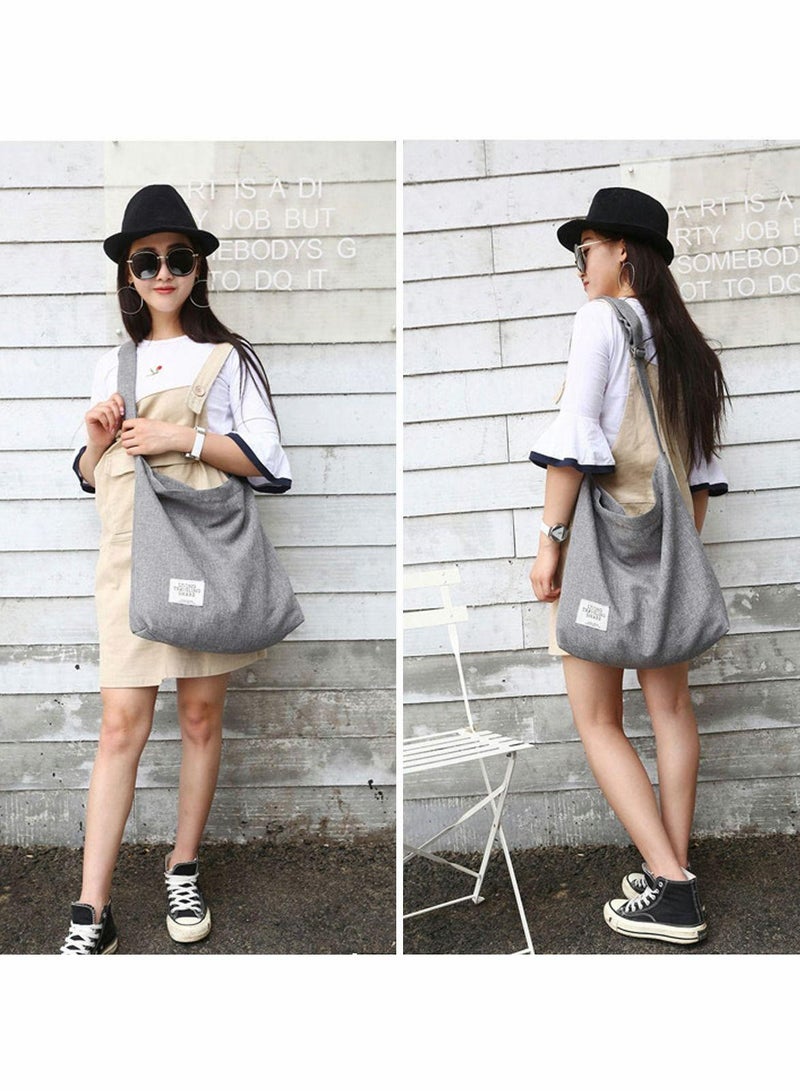 Women's Hobo Handbag Canvas Tote Bag Large Capacity Casual Shoulder Crossbody Bag Cotton Travel Daily Use 36x36x9cm - Image 2