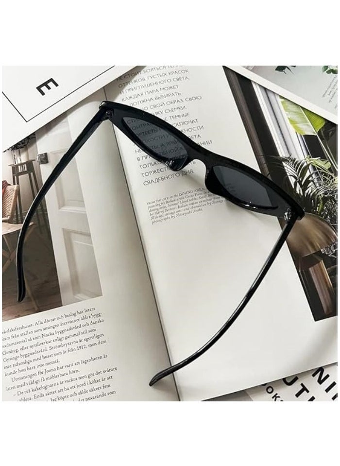 Generic Women's Cat Eye Sunglasses - Vintage Oversized Plastic Frame Retro Mod Style UV400 Protection Sunglasses for Women Fashion Square Face Slimming  - Image 4