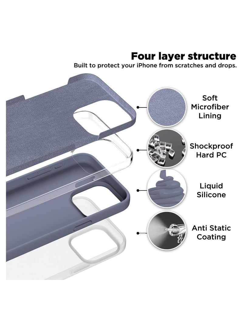 MUNTAQI Compatible with iPhone 15 Pro Max Case, Liquid Silicone Case, Full Body Shockproof Protective Cover Slim Thin Phone Case with [Soft Anti-Scratch Microfiber Lining], 6.7 inch-Lavender Gray - Image 3