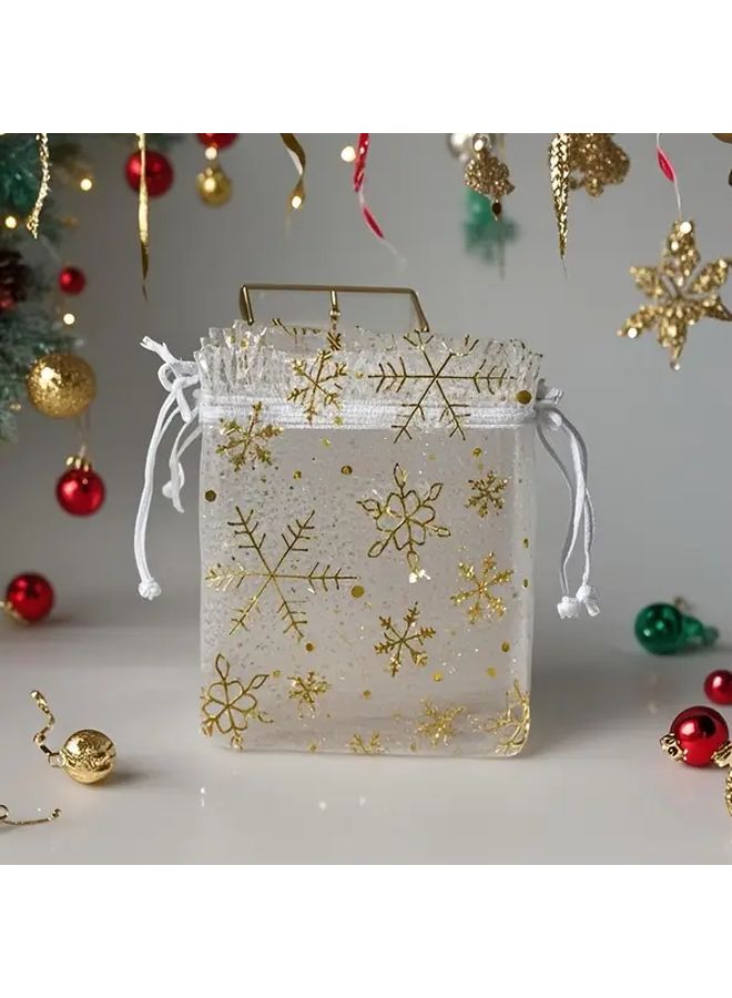 White Golden Snowflake Jewelry Gift Bags 20pcs for Festival Birthday Party Surprise - Image 4